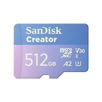 Atminties kortelė SanDisk Creator MicroSDXC 512GB Class 10 UHS-I/U3 A2 V30 (SDSQXAV-512G-GN6MS) | SDSQXAV-512G-GN6MS | 619659217266
