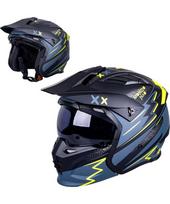 Atverčiamas motociklo šalmas W-TEC Badalone Graphic - Matně černá-žlutá