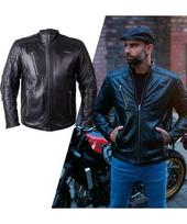 Odinė moto striukė W-TEC Elcabron - Juoda