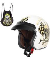 Motociklininko šalmas W-TEC Kustom Black Heart - Starter, Sheen White