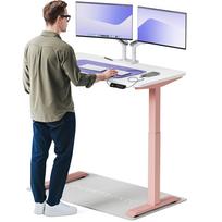 Kompiuterio stalas reguliuojamo aukščio Desktronic HomeOne 828 4, 120 cm x 60 cm, 119 cm, balta sp./rožinė sp.