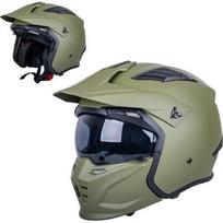 Atverčiamas motociklininko šalmas W-TEC Badalone Army - Matně olivová