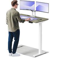 Kompiuterio stalas reguliuojamo aukščio Desktronic HomeOne, 120 cm x 60 cm, 73 - 119 cm, balta sp./žalia sp.