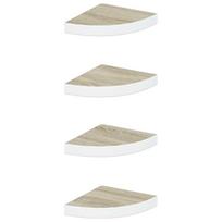vidaXL Sieninės lentynos, 4vnt., baltos/ąžuolo, 25x25x3,8cm, MDF
