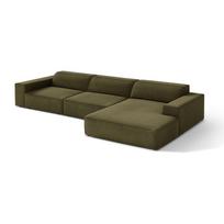 Khaki spalvos modulinė kampinė sofa iš velveto (su dešiniuoju kampu/su gultu) Jodie – Micadoni