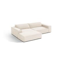 Kreminės spalvos modulinė kampinė sofa iš velveto (su kairiuoju kampu/su gultu) Jodie – Micadoni