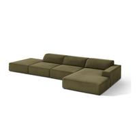 Khaki spalvos modulinė kampinė sofa iš velveto (su dešiniuoju kampu/su gultu) Jodie – Micadoni