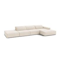 Kreminės spalvos modulinė kampinė sofa iš velveto (su dešiniuoju kampu/su gultu) Jodie – Micadoni