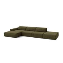 Khaki spalvos modulinė kampinė sofa iš velveto (su kairiuoju kampu/su gultu) Jodie – Micadoni