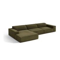 Khaki spalvos modulinė kampinė sofa iš velveto (su kairiuoju kampu/su gultu) Jodie – Micadoni