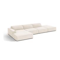Kreminės spalvos modulinė kampinė sofa iš velveto (su kairiuoju kampu/su gultu) Jodie – Micadoni