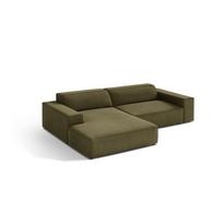 Khaki spalvos modulinė kampinė sofa iš velveto (su kairiuoju kampu/su gultu) Jodie – Micadoni