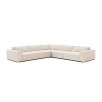 Kreminės spalvos modulinė kampinė sofa iš velveto („L“ formos) Jodie – Micadoni