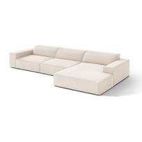 Kreminės spalvos modulinė kampinė sofa iš velveto (su dešiniuoju kampu/su gultu) Jodie – Micadoni