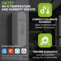 „GreenBlue“ WiFi temperatūros ir drėgmės jutiklis, „Android“/„iOS“/„Alexa“/„Google Home“, 3,0 V DC, LR03x2, GB737
