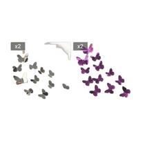 Lipnūs veidrodiniai drugeliai sienų dekoracijai, Sidabrinė*2 + violetinė*2