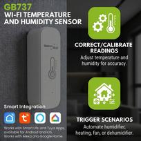 GreenBlue WiFi Temperature and Humidity Sensor, Android/iOS/Alexa/Google Home, 3.0V DC, LR03x2, GB737