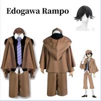 Anime Bungo Stray Dogs Edogawa Rampo Cosplay Costumes Halloween Wig Tie Hat Unisex Detective Uniform Suit Full L-(Costume+Wig)