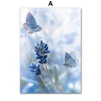 Mėlyna balta gėlė paveikslėlis, drobė, tapyba Sienų menas Kiaulpienė Bijūnas Orchidėja Plakatas ir Spaudinys šiuolaikiniam namų svetainės dekoravimui 21cm×30cm NoFrame