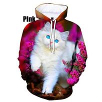 Cute Cat Hoodie Men Clothing Pop 3D Kawaii Cats Printed Hoodies Funny Kids Tops Women Harajuku Fashion y2k Pullover Hooded Hoody L