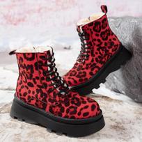 Leopard Platform Ankle Snow Boots For Women Flats Warm Shoes Winter  Trend New Sport Short Plush Chelsea Casual Botas Mujer 35