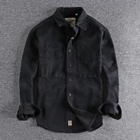 Rudens Retro Darbo Marškiniai Vyriški Kišeniniai Madingi Laisvi Striukės XXXL juoda