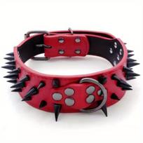 Adjustable Microfiber Leather Spiked Dog Collar for Small/Medium Pets - Cats, Pit Bull, Bulldog, Pugs, Husky - Black L