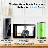 Tuya Smart Wireless Doorbell Camera Outdoor WiFi Audio Video Door Phone Intercom System 1080P 5'' Monitor Screen No Monthly Fees door camera