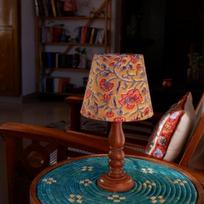 45 cm Table Lamp with Wooden Base, Floral Pattern Fabric Shade, Traditional Design Living Room, Home, Office, Decor brown