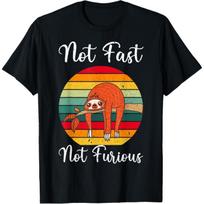 Not Fast Not Furious Sloth Vintage Retro Style T-Shirt S juoda