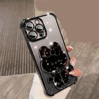 Case For Samsung A06 A16 A26 A36 A15 A25 A35 A55 A05S A14 A34 A54 Invisible Makeup Mirror Rabbit Stand Shockproof Glitter Cover For Samsung A06