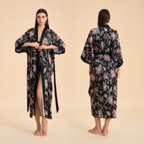 Šilkiniai Chalatai Moterims V formos iškirptė Satino Chalatas Ilgas Chalatas Lengvas Seksualūs Pižama Kimono Chalatas Moteriškas Apsiaustas Ilgi Pižama Chalatas Mergvakario Chalatas One Size black