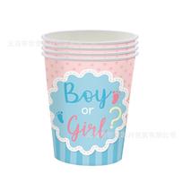 Boy Girl Gender Reveal Disposable Tableware Baby Shower Party Plates Decor Paper cups/20pcs