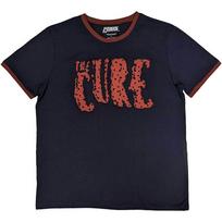 The Cure 'Logo' T-shirtas su dryžuotu apykakle, tamsiai mėlynas - NAUJAS Unisex T-shirtas XXXL