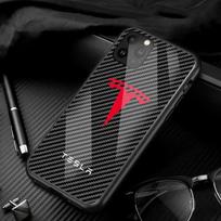 Automobilio lipdukas Tesla anglies pluošto raštas Tesla telefono dėklui skirtas iPhone 16 Pro 11 12 Mini 13 14 Pro 15 Pro Max 7 8 Plus XR XS MAX for iPhone 15 Pro