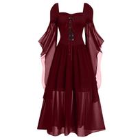 Helovino raganos Cosplay kostiumai Moterims Laisvalaikio gotikinio stiliaus kostiumai Retro kostiumas Ilga vakarėlio suknelė moterims Rūmų suknelė S brown