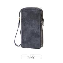 Men's RFID Business Wallet with Double Zipper - Retro, Fashionable, Large Capacity Women's Clutch pilka spalva
