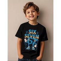 Funny Six Seven Italian Brainrot 67 Number Graphic Print T-Shirt Boy/Girl Summer Short Sleeved Kids Loose Comfortable Tshirt Top 100
