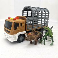 Dinosaur Dump Truck with Cage Sound Light Friction Powered Toy Truck with 4 Dinosaurs B240