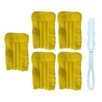 5Pcs Dust Duster Microfiber Cloth Reusable Duster Electrostatic Cleaning Pads Detachable Replaceable Heads Household Cleaning Accessory geltona