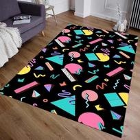 Colorful Trippy Area Rug Retro Arcade Carpet 80s 90s Game Room Floor Mat Man Cave Decor Gamer Gift 40x60cm