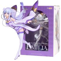 25CM Anime Re:Zero kara Hajimeru Isekai Seikatsu Emilia Figure 1/7 Standing Model Toy Present Collection Action Figure PVC With box