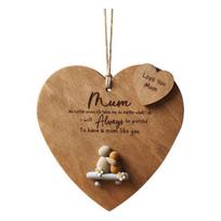 Mum Always Wooden Hanging Ornament Rustic Heart-Shaped Wall Plaque Hand Engraved Heart Keepsake for Mother's Day Birthday Christmas Gift 1pc