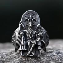 Ew Vintage Ring Lucifer Satan Signet Ring for Men with Anubis Stainless Steel Fashion Punk Jewelry Gift Wholesale 7