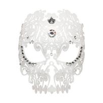 Sophisticated Full Face Metal Mask Diamond Studded Metal Mask Full Face Mask for Costume Wear Halloween Festivities 1 balta
