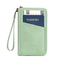 PU Leather Passport Clip Wallet Anti-Theft RFID Blocking Travel Document Bag Large Capacity Waterproof RFID Passport Holder žalia