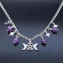 Witch Triple Moon Goddess Pentagram Necklace Women's Jewelry Accessories