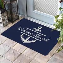 Nautical Anchor Doormat Coastal Navy Blue Print NonSlip Washable Floor Mat for Kitchen Bathroom Entryway Beach House Decor 40x60cm