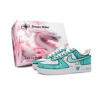 Nike Air Force 1 Anime Graffiti Abrasion Resistant Low top Skateboard Shoes Men's White CW2288-111(Team240- -BOX) 40.5 blue