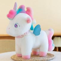 Rainbow Unicorn Plush Toy, Rainbow Pony Girl's Bed Pillow, Children's Rag Doll 25cm (0.15kg) balta